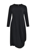 Draped Jersey Midi Dress - Black