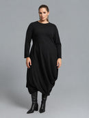 Draped Jersey Midi Dress - Black