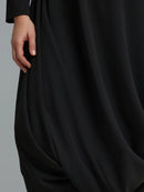 Draped Jersey Midi Dress - Black