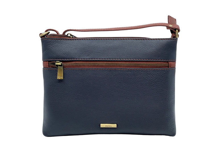 Crossbody - Navy/tan