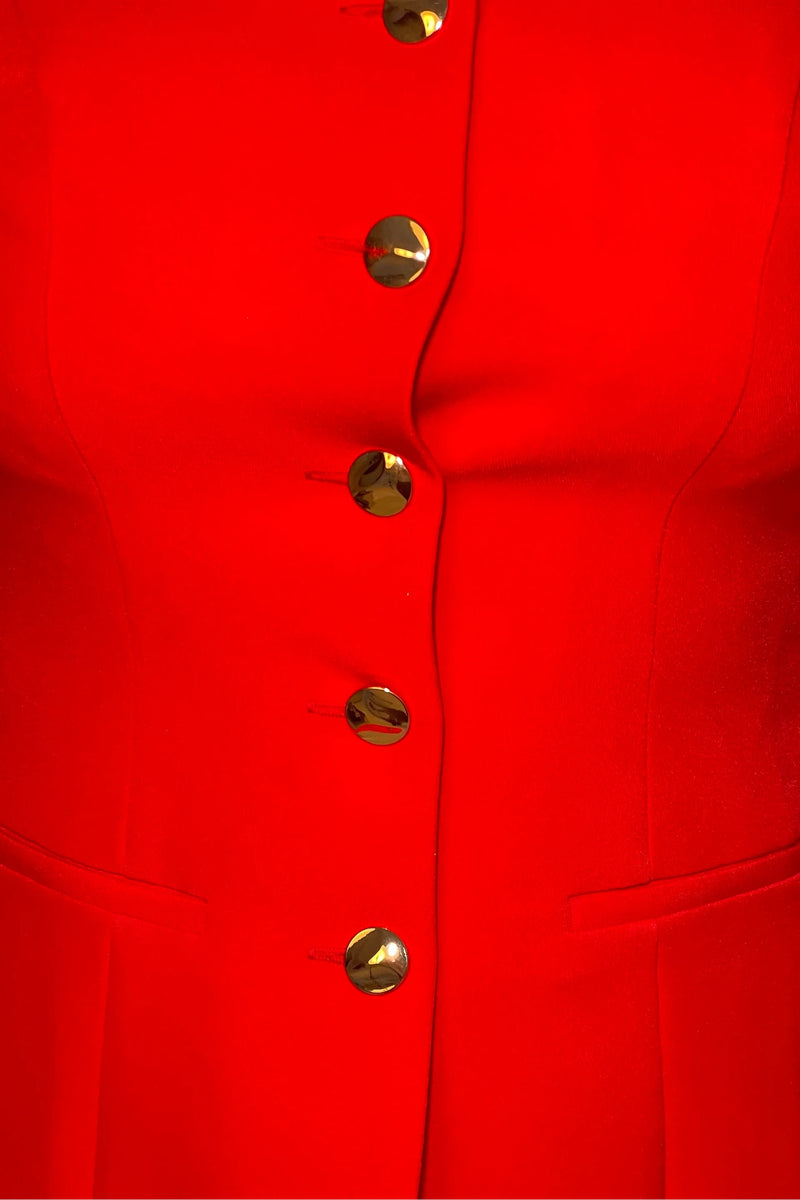 Jamie Square Neck Waistcoat - Red