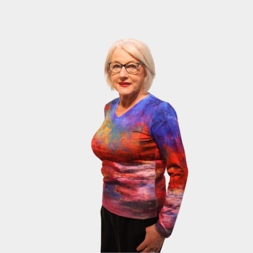 Abstract V Neck Jumper - Print