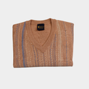 Pattern V Neck Jumper - Peach