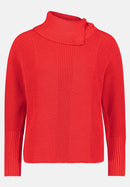 Chunky Polo Neck Jumper - Poppy Red