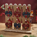 Festive Wooden Heart &amp; Robin Hanging Decoration