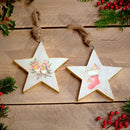 Christmas Robin Wooden Star Hanging Decoration