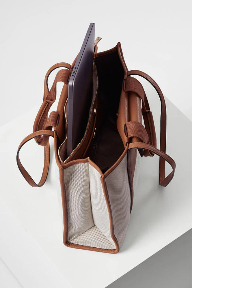 Giselle Laptop Tote - Tan
