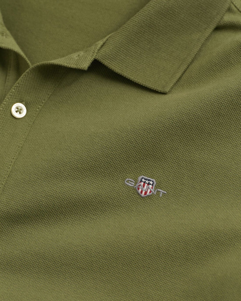 Shield Pique Polo Shirt - Washed Olive