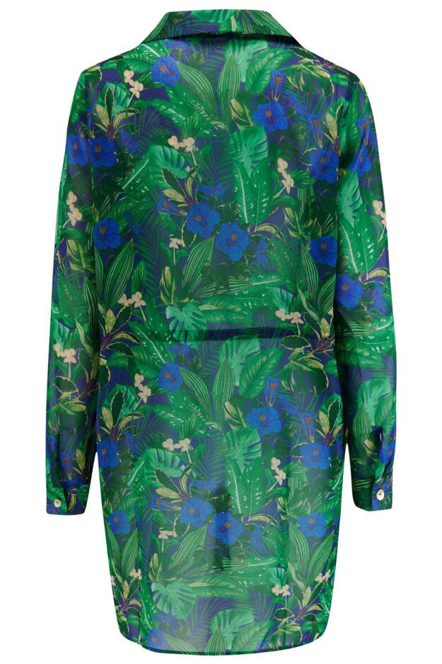 Chiffon Beach Shirt - Navy Fern