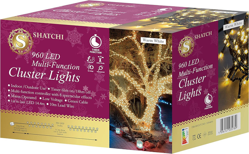 960 Warm White LED Multi Function Cluster String Lights