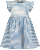 Ruffle Sleeves Stripe Dress - Medium Blue