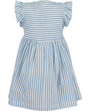 Ruffle Sleeves Stripe Dress - Medium Blue