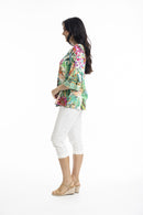 V neck top - Green Print