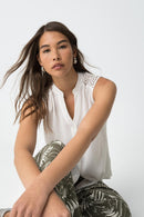 Lynx Sleeveless Button Jumper - Star White