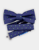 Boys Braces, Bowtie & Pocket Square Set - Navy Polka Dot