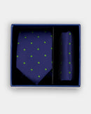 Boys Tie & Pocket Square - Blue & Green Polka Dot