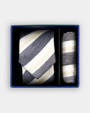 Boys Tie & Pocket Square - Cream Striped