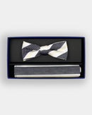 Boys Bowtie & Pocket Square - Cream Stripes