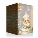 20cm Battery Operated Glass Bell with Robin Scene