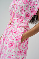 Print Embroidered Dress - Bordeaux