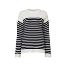 Casual Stripe Round Neck Jumper - Offwhite