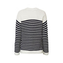 Casual Stripe Round Neck Jumper - Offwhite
