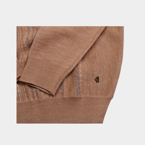 Pattern V Neck Jumper - Peach