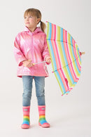 Summer Stripe Zip Up Rain Jacket - Sachet Pink