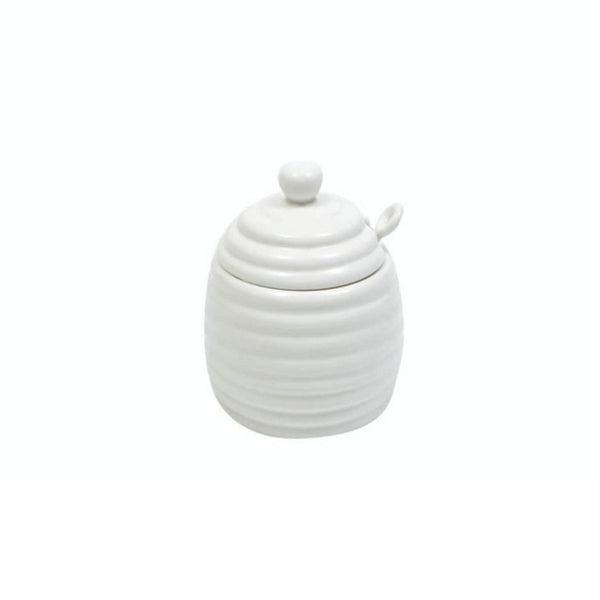 White Basics Honey Pot With Spoon