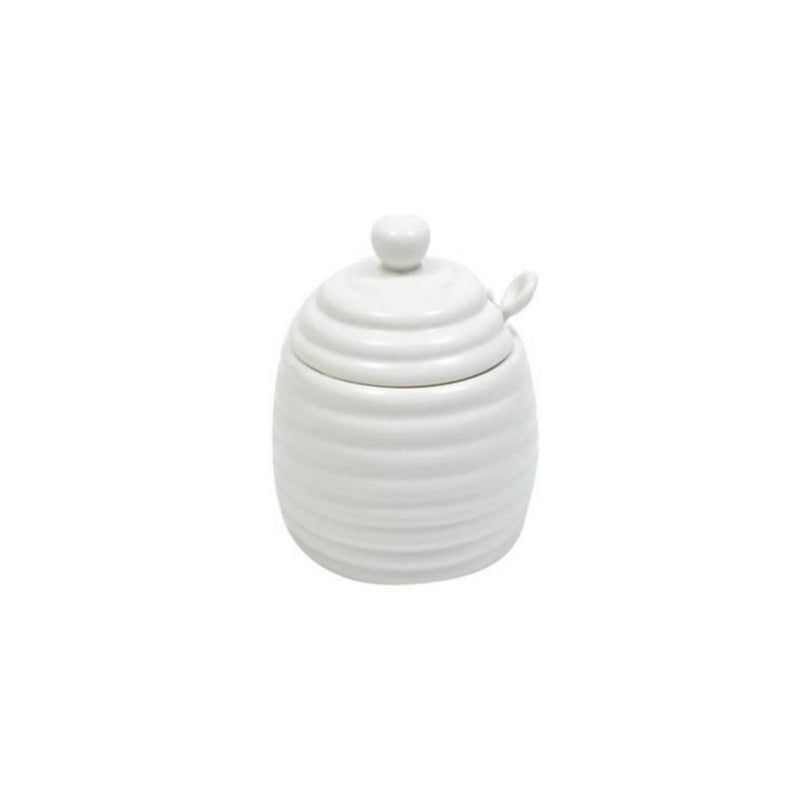 White Basics Honey Pot With Spoon