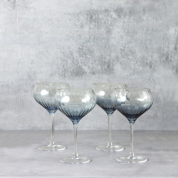4 Piece Champagne Coupe Glass Blue