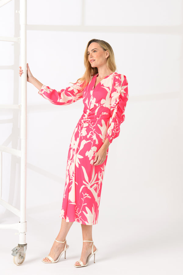 Alfie Dress - Pink Leaf