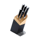 6 Piece Black & Wood Knife Block Set