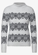 Aop Featheryarn Turtle Neck Jumper - Soft Silver Melange