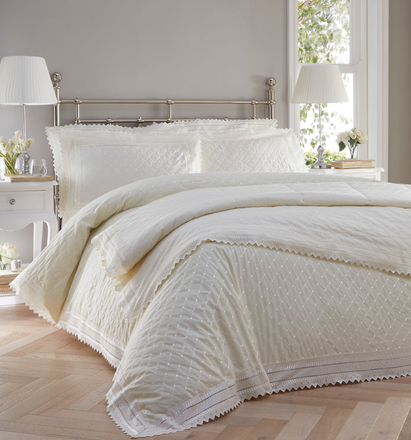 Broderie Balmoral Ecru Duvet Cover Set - Double