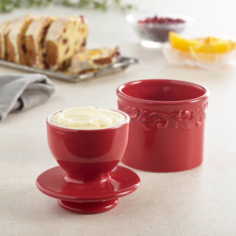 Antique Butter Bell Crock - Rouge Red