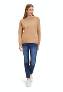 Bateau Neck Jumper - Camel Melange