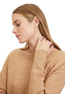 Bateau Neck Jumper - Camel Melange