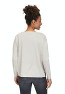 Bateau Neck Print Top - Beige/black