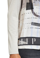 Bateau Neck Print Top - Beige/black