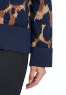 Round Neck Animal Jumper - Dark Blue/camel