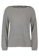 Bateau Neck Stripe T-Shirt - Black/beige