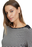 Bateau Neck Stripe T-Shirt - Black/beige