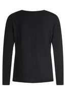 Round Neck Print Top - Black/beige