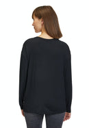 Round Neck Print Top - Black/beige