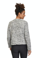 Round Neck Blazer - Black/taupe