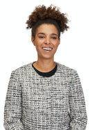 Round Neck Blazer - Black/taupe