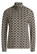 Graphic Print PoloNeck Top - Black/grey