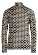 Graphic Print PoloNeck Top - Black/grey