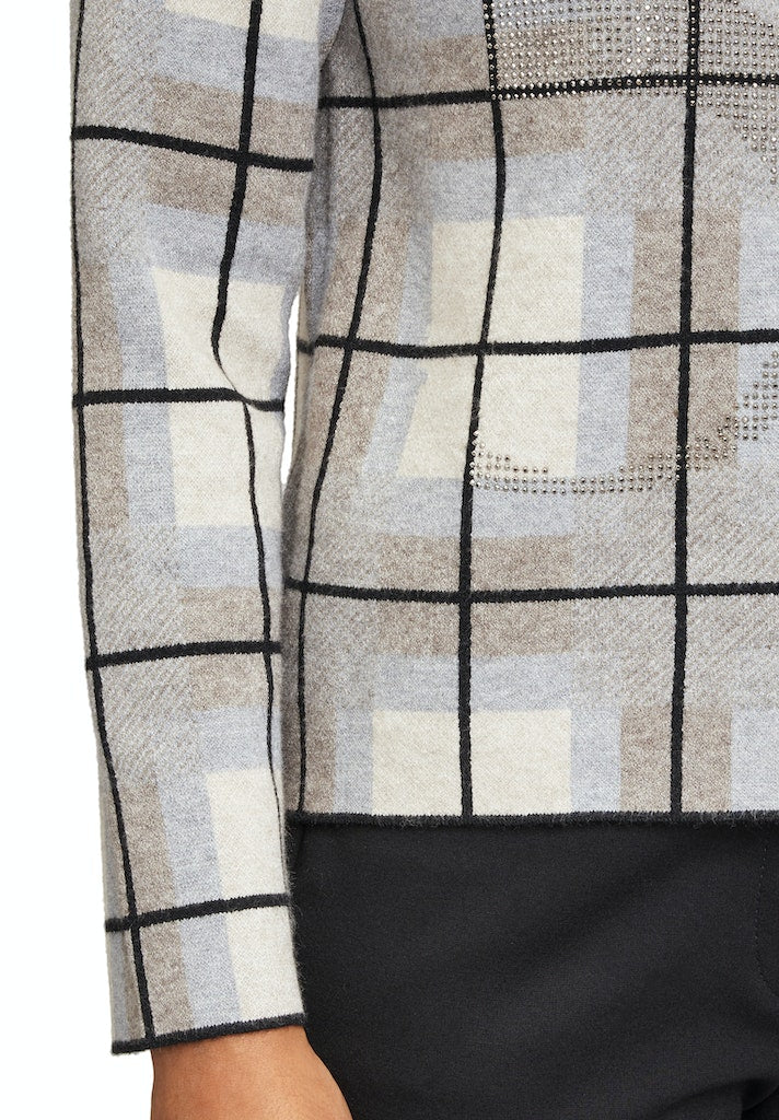 Large Collar Check Jumper - Patch Grey/taupe